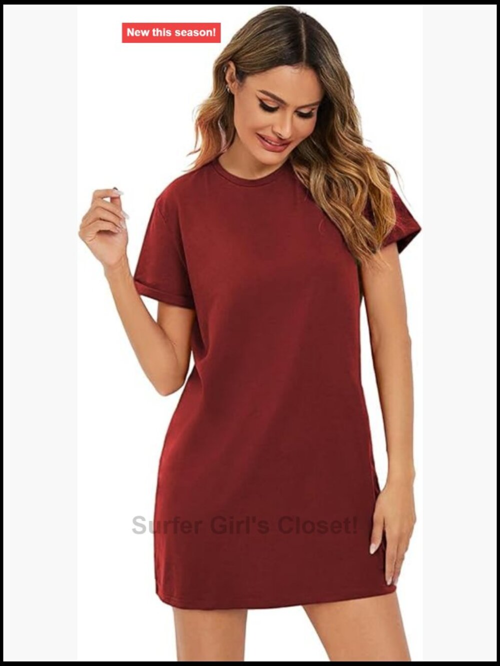 Short Sleeve Crew Neck T Shirt Dress Mini Shift Casual Lounge Basic Knit